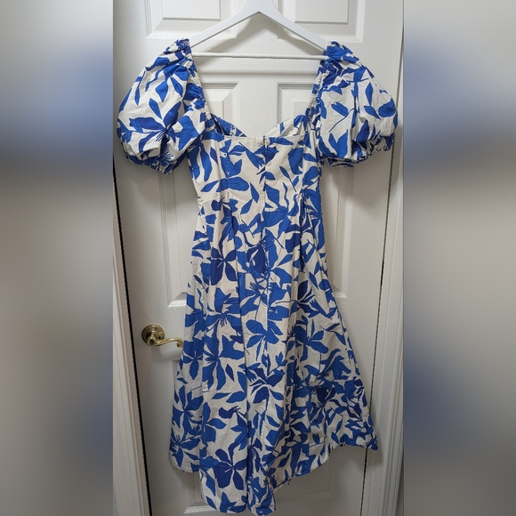 Shona Joy Puff Sleeve Bustier Midi Dress Bleue Size AU 12 US 8 - Picture 5 of 7